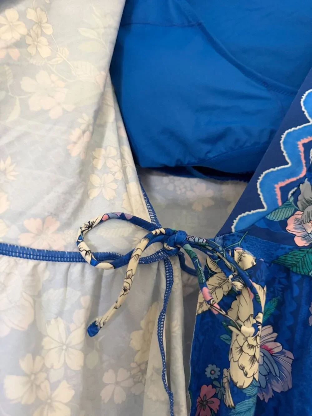 Johnny Was Blue Dove Tankini Wrap Top